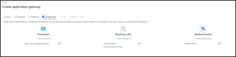 Configuration de l'Application Gateway