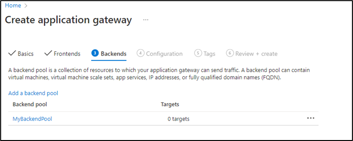 Backends de l'Application Gateway