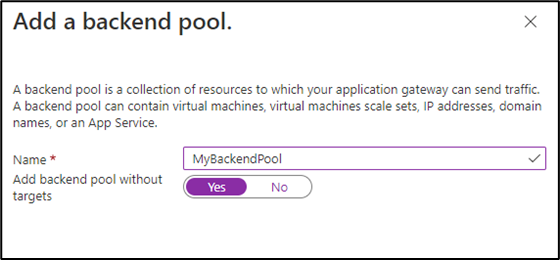Configuration du backend pool