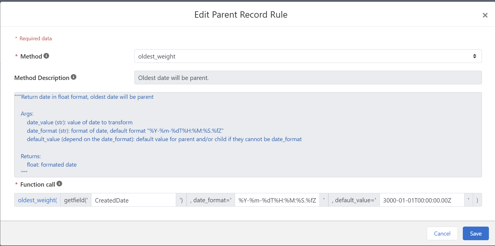Parent record rule details