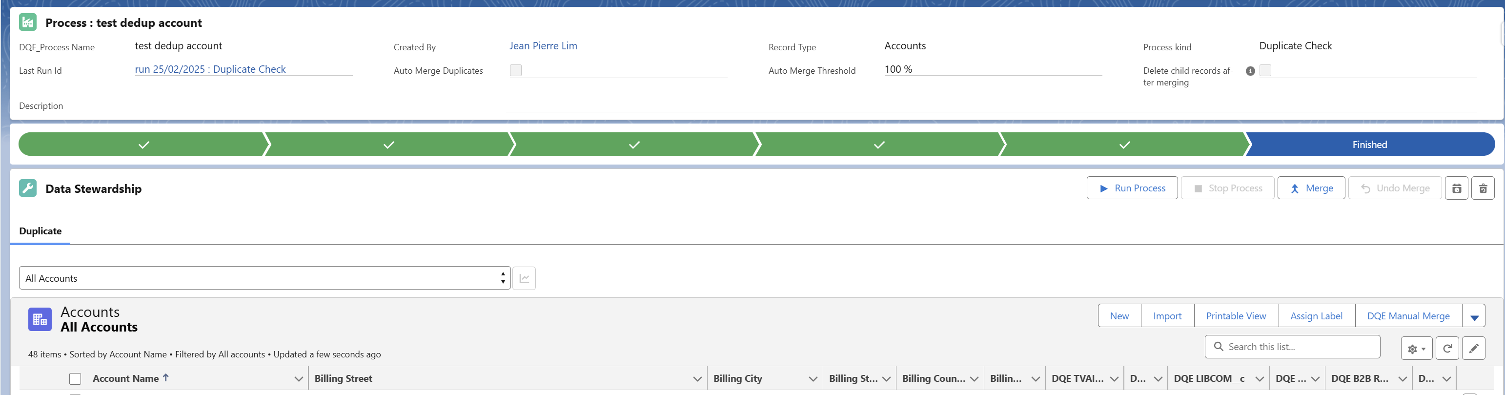 Working on a deduplication process