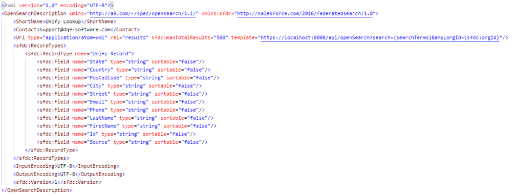 OpenSearch XML response
