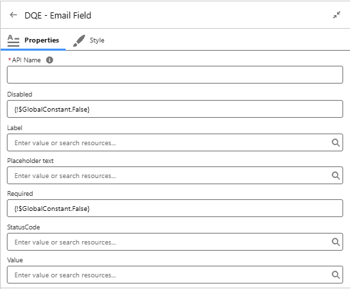 DQE Email field configuration
