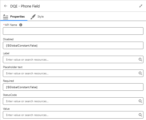 DQE Phone field configuration
