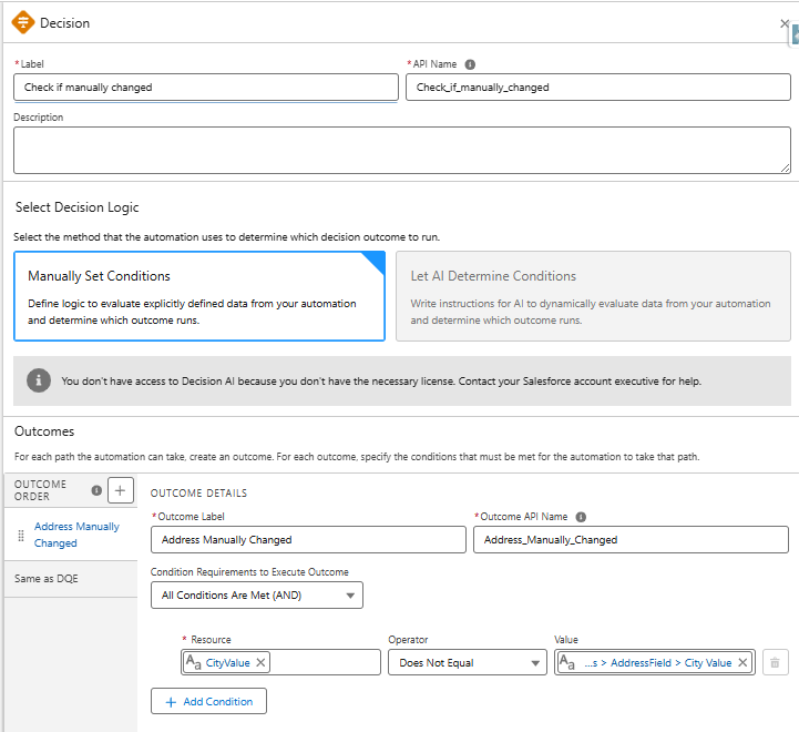 Check if address was manually changed
