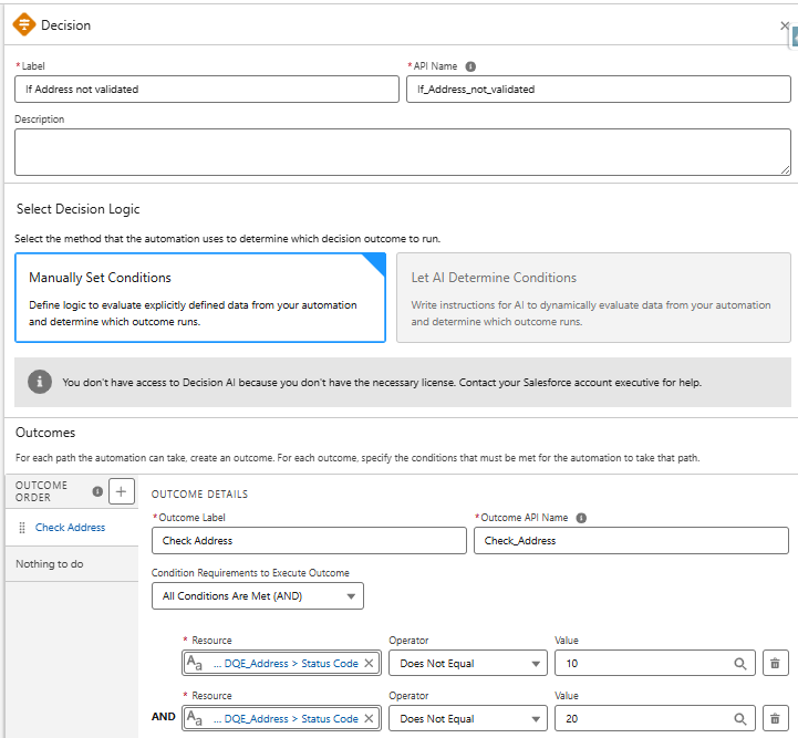Check if address has status code decision
