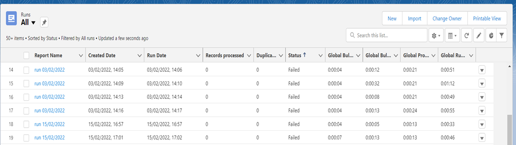Failed data process in DQE One