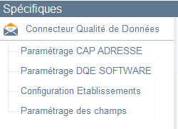 Menu Data quality connector de Retail Y2 après la version 1.1.18