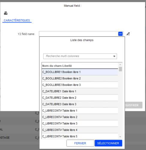 Configuration de champ libre Retail Y2 pour l'intégration à la table CONTACT