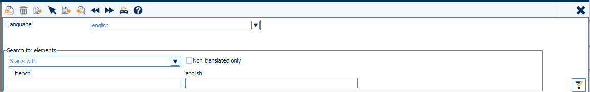 Écran de traduction Retail Y2 dans le menu d'administration Multilingue