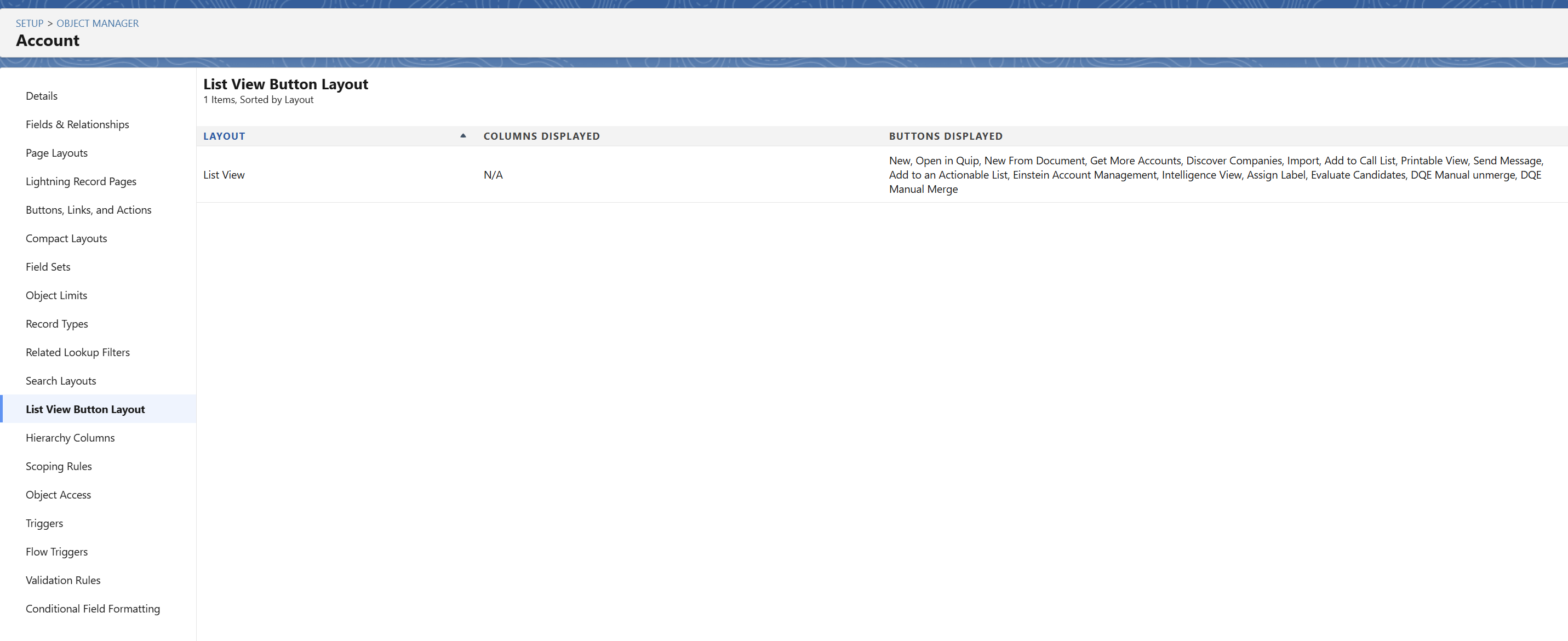 List View Button Layout