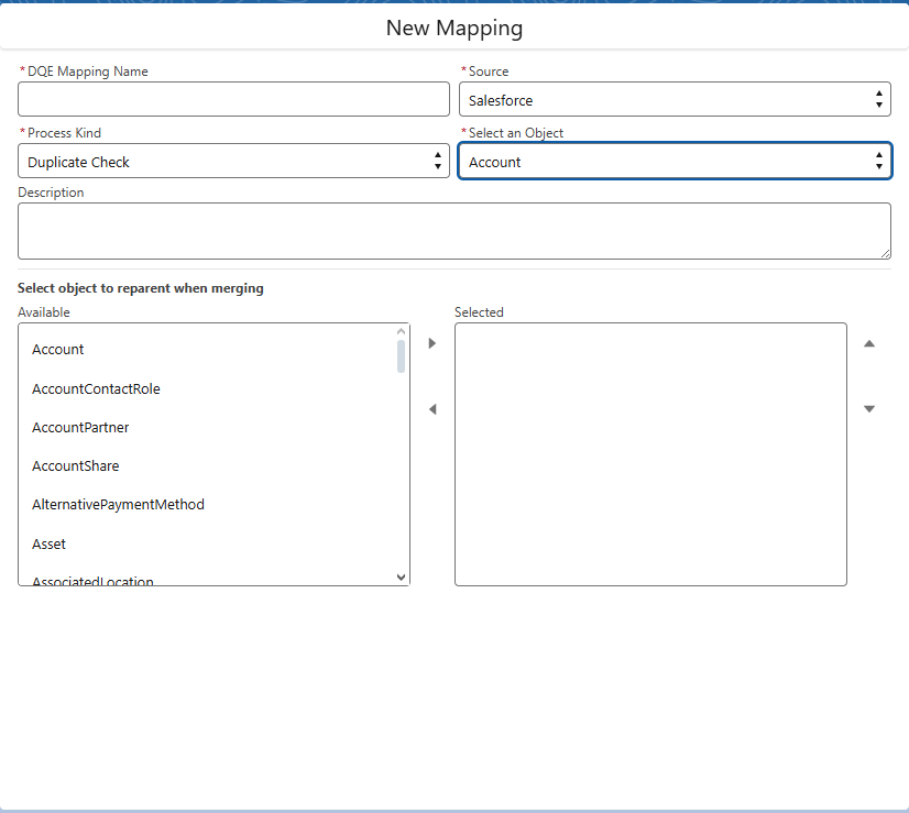 Create a new DQE mapping
