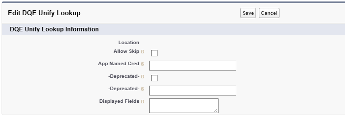 DQE Unify Lookup settings