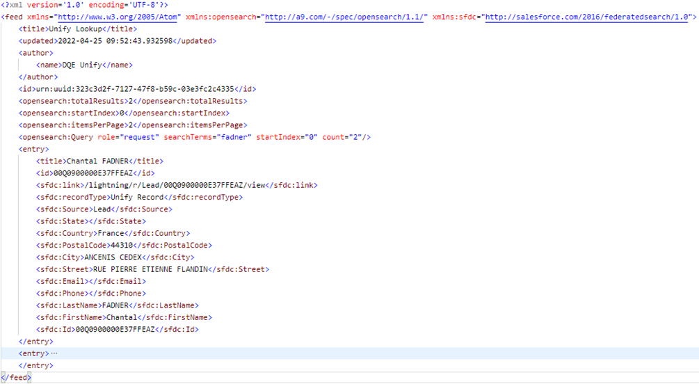 OpenSearch response