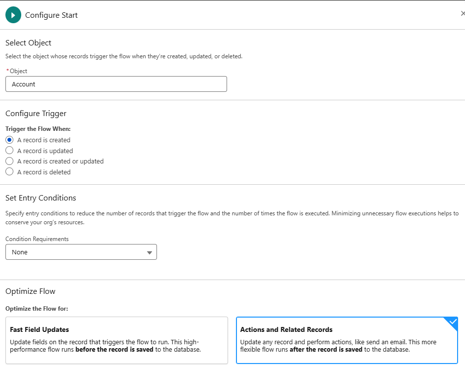 Record-triggered Flow configuration