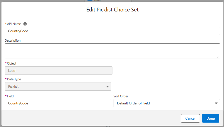 Picklist Choice Set