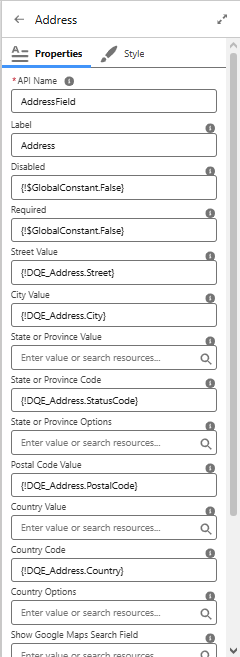 Address field mapping