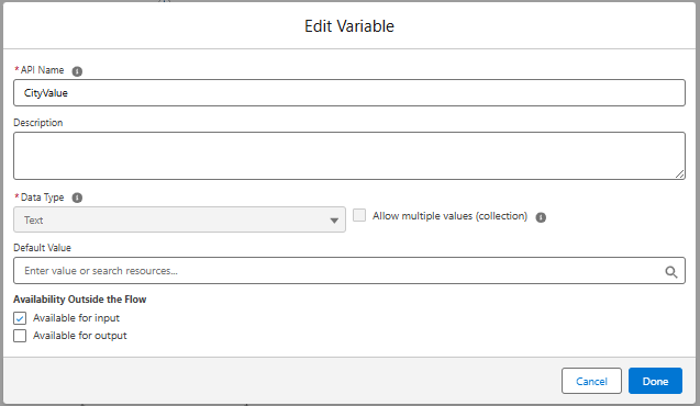 CityValue variable