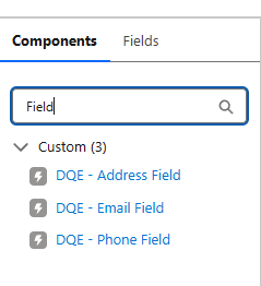 DQE Screen Flow components in the Flow component palette