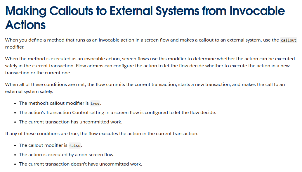 Salesforce invokable action requirements