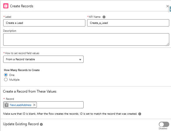 Create records component