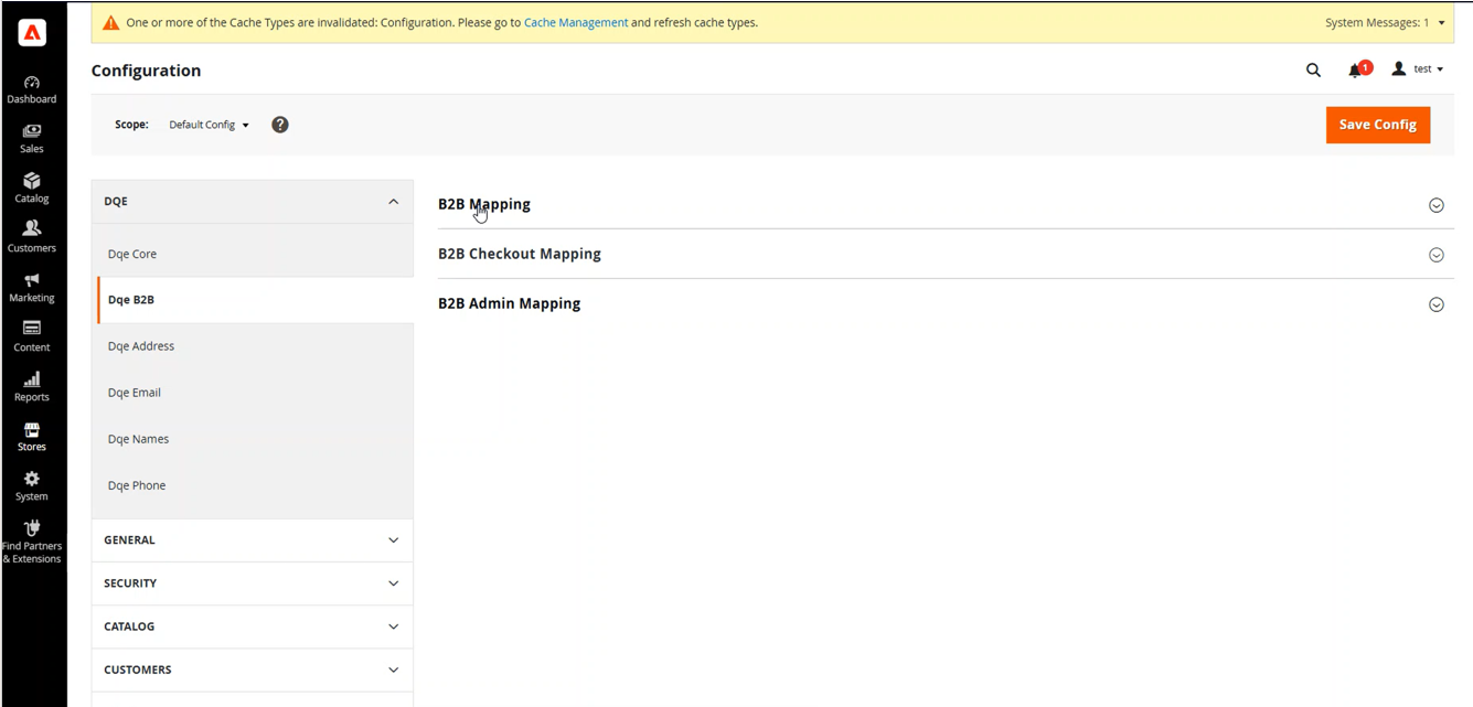 Adobe Commerce DQE B2B SIRETINFO mapping configuration