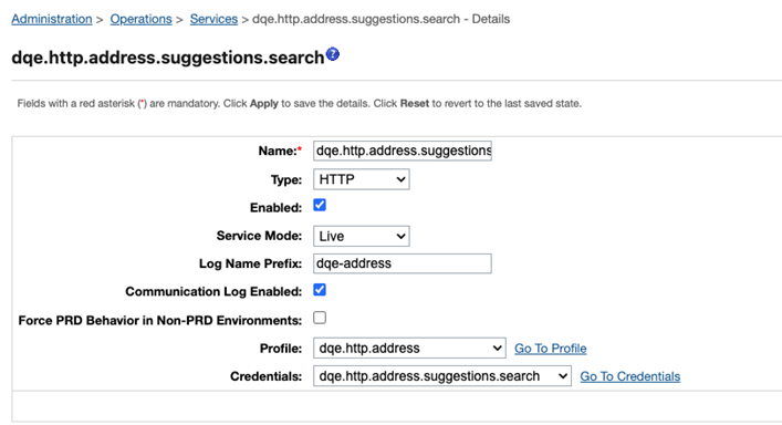 SFCC Business Manager DQE service profiles and credentials list