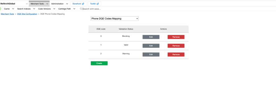 SFCC Business Manager DQE code mapping module with email phone and address mapping options