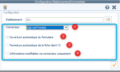 Retail Y2 establishment file showing the four CUSTOMERDATA configuration fields