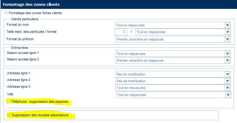 Retail Y2 company parameter for removing spaces from phone numbers